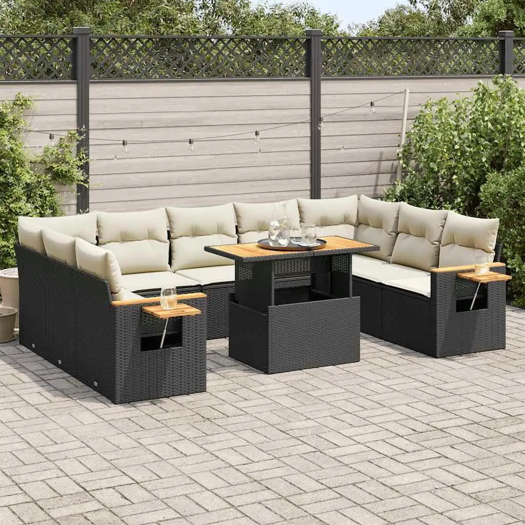 

Black and Cream White Garden Sofa Set Outdoor Patio Furniture Comfortable Seating Stylish Design Durable Cushions Home Decor
