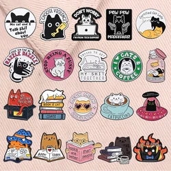 Cartoon Cat Collection Series Enamel Pins Funny Cute Kitten Brooches Lapel Badge Decorative Brooches Animal Jewelry Gift Friends