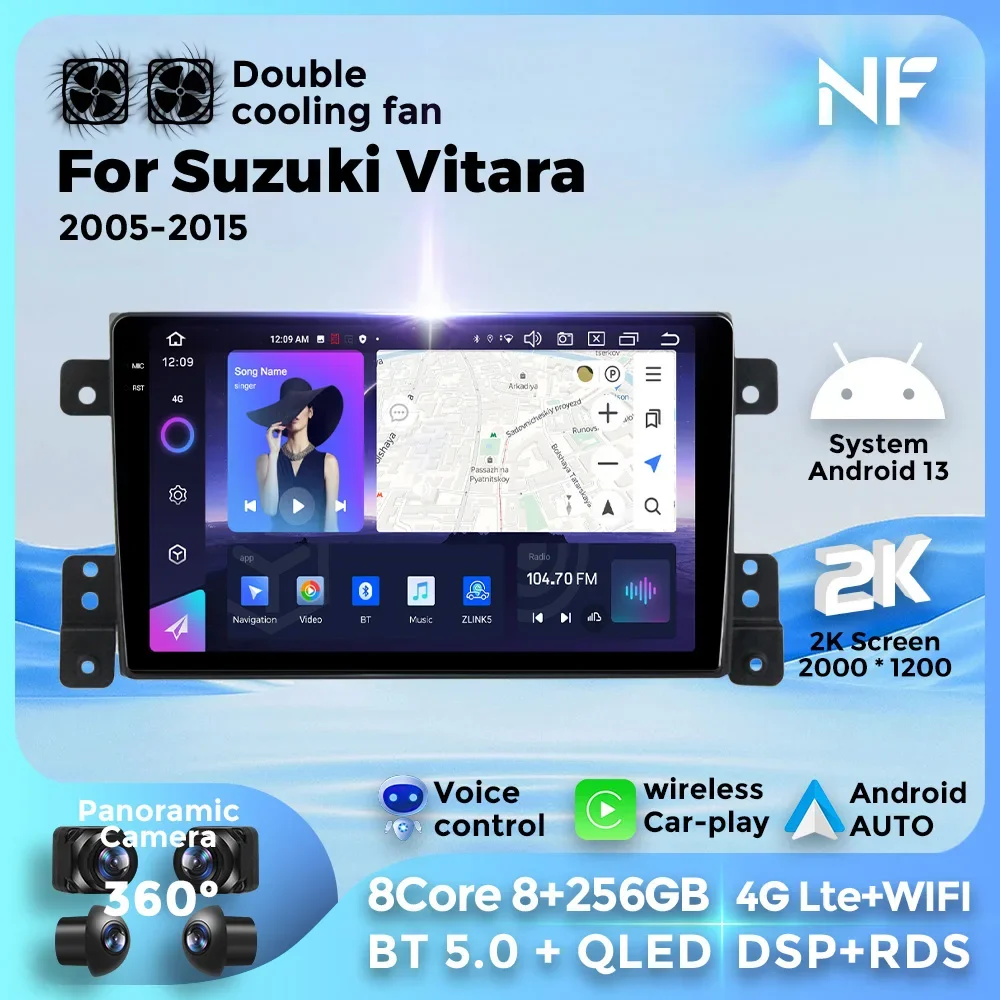 

Для Suzuki Grand Vitara 3 2005-2015 Android 13 автомобильный радиоприемник мультимедийный видеоплеер навигация GPS для Carplay Auto BT5.0 4G WIFI