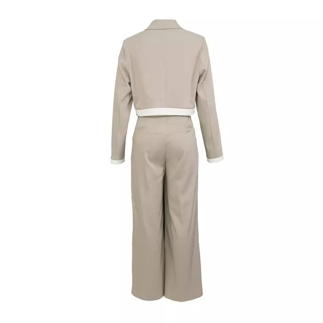 Ensemble de pantalons élégants taille haute pour femmes, blazer monochrome, pantalon à jambe droite, polyvalent, mode décontractée sexy, fj2 pièces imbibées, automne, nouveau, 2024