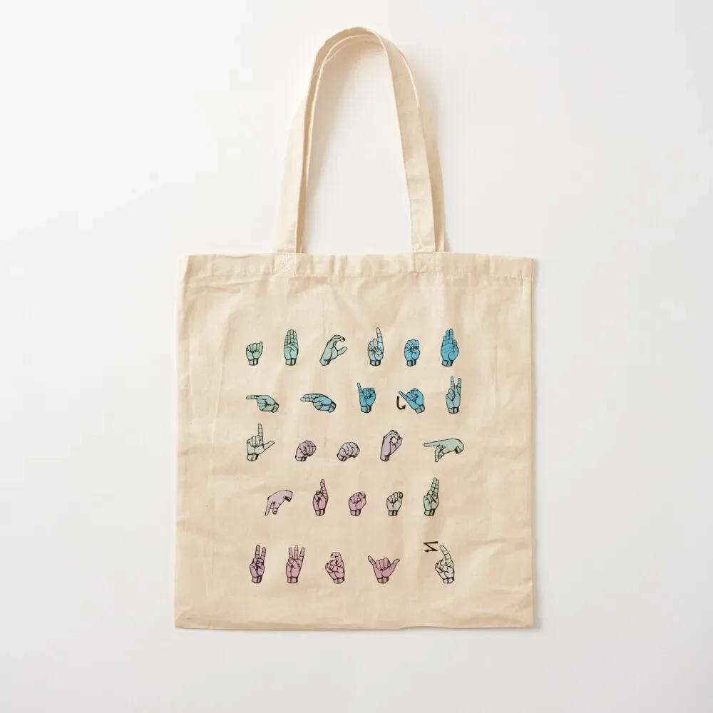 american sign language alphabet Tote Bag Women's shopping bag custom canvas bag shopper women canvas