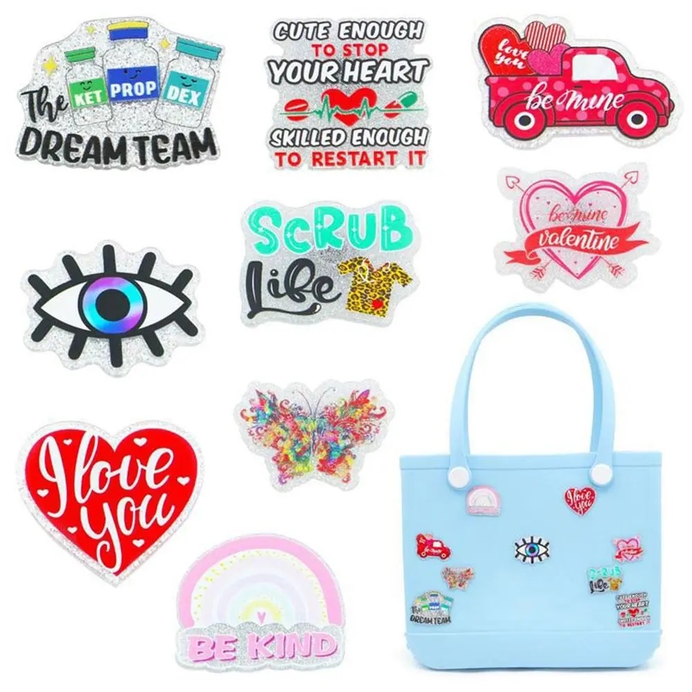 

1Set Creative Resin ​Charms for Bogg Bags Cartoon Beach Bag Decoration Pearl Flowers Bag Buckle Ornaments for Bogg Bag Woman