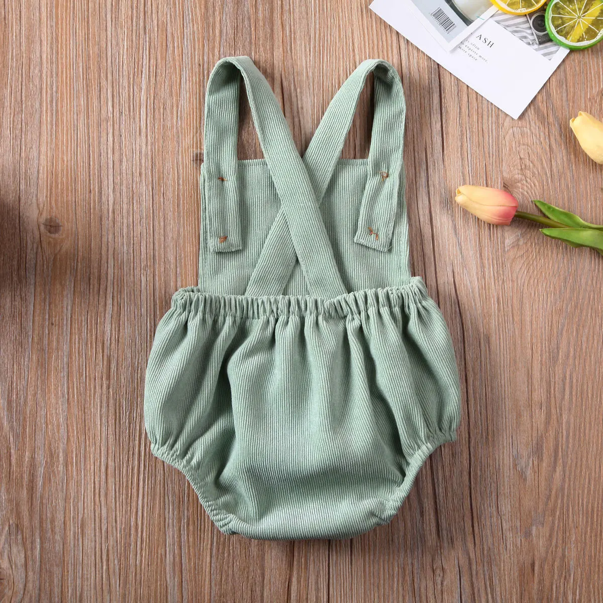 Casual Baby Summer Clothing Newborn Infant Baby Boys Girls Rompers Corduroy Sleeveless Backless Jumpsuit Outfits 0-24M