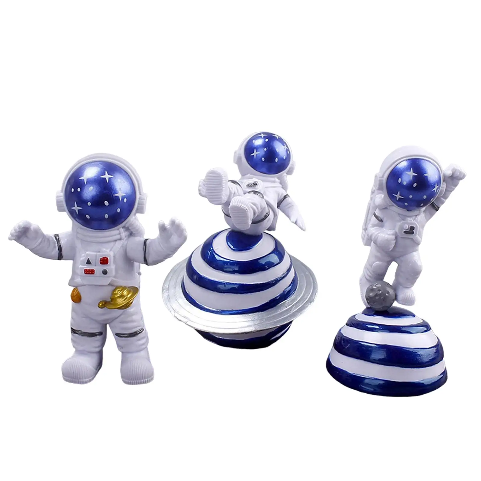 3Pcs Astronaut Statue Spaceman Figurine Decoration for Shelf Car Collections