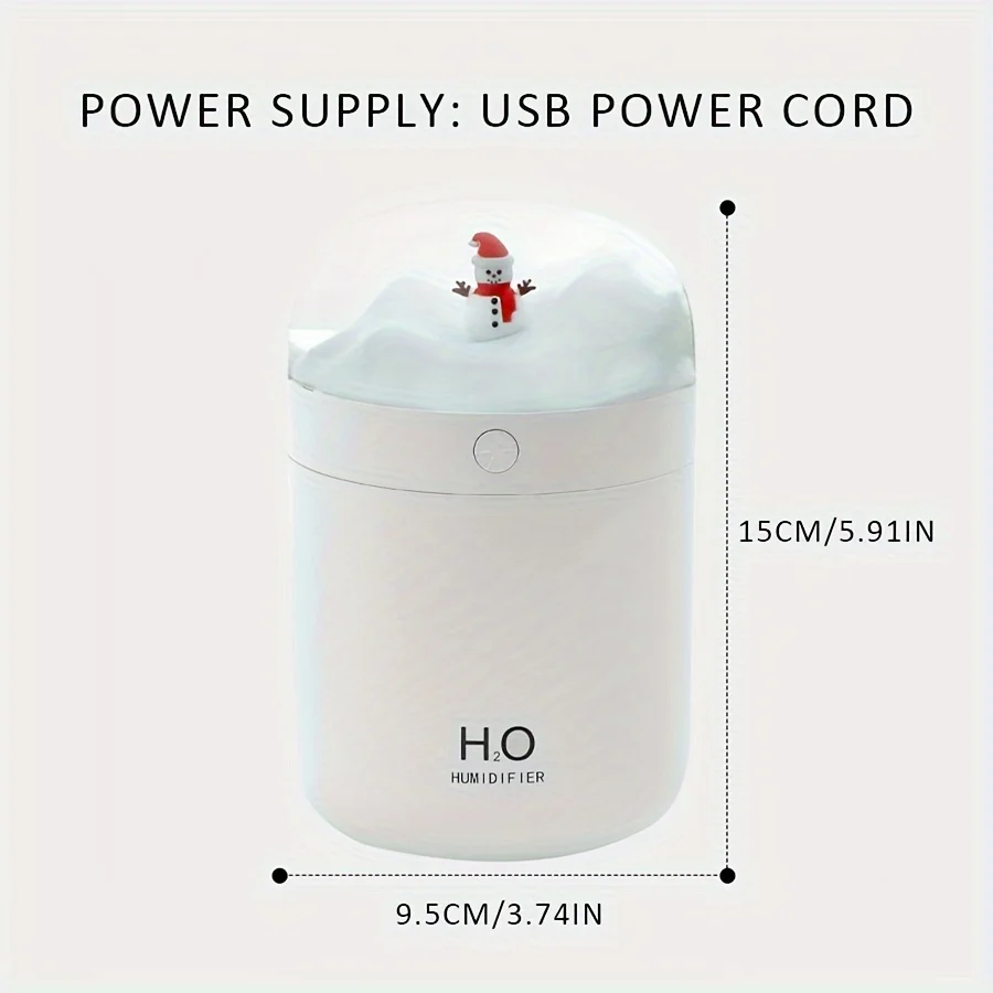 USB Power Cord Cute Snowman Air Humidifier Colorful Lights Two Levels Of Fog Large Capacity For Home Ideal Gift For Christmas