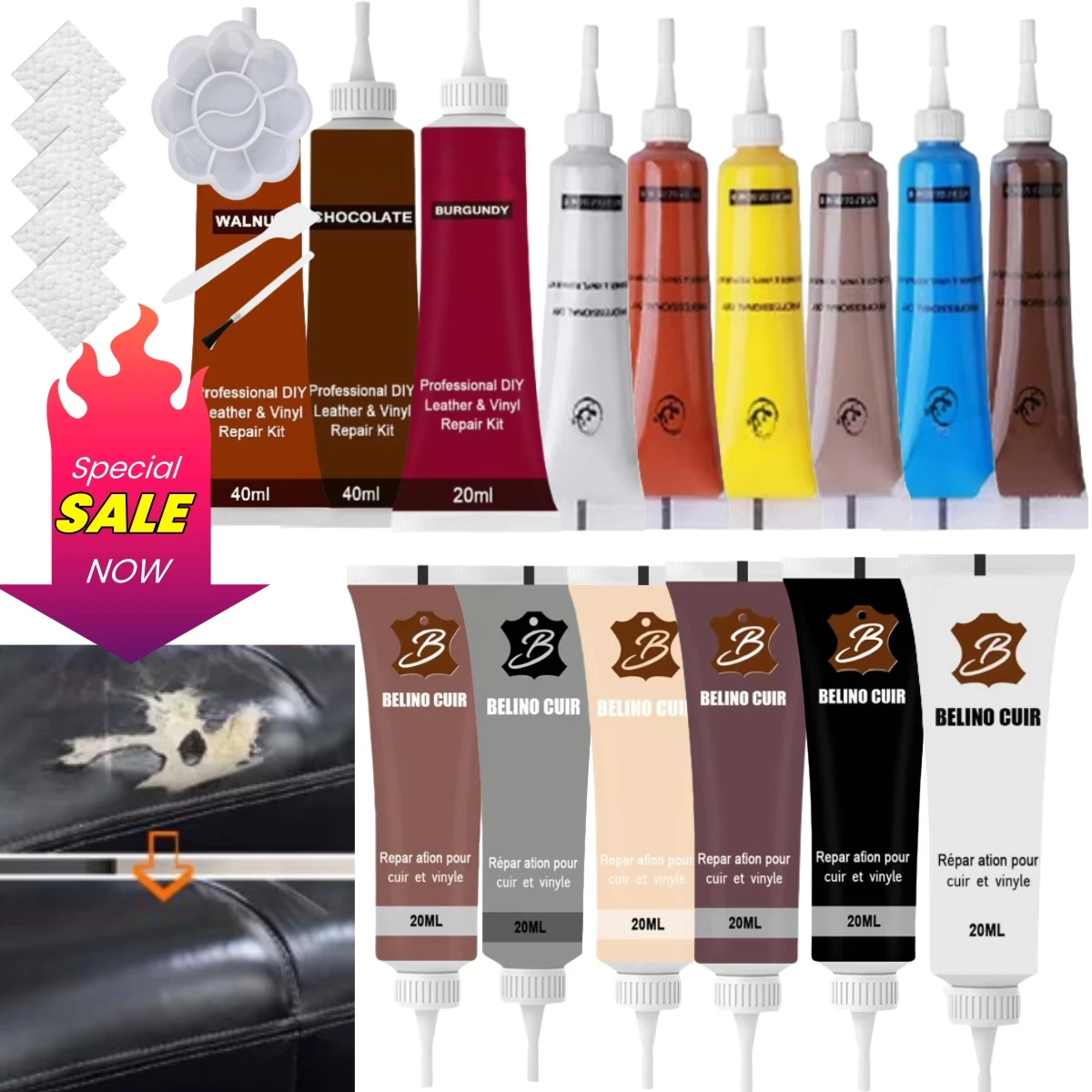 40/20ML Leather Finish Car Leather Repair Gel Car Seat Leather Complementary Refurbishing Cream Paint For Car Maintenance Paste