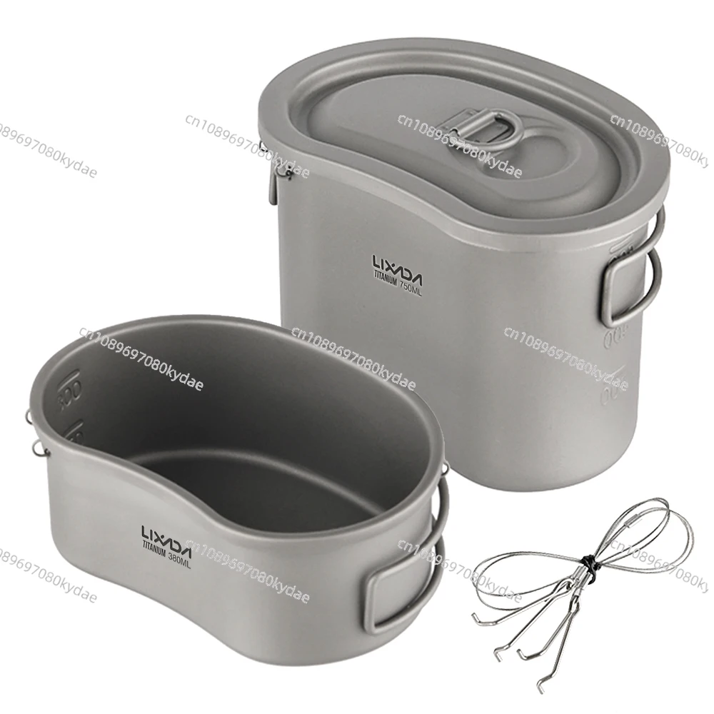 suitable for  Outdoor Camping Titanium Canteen Set 380ml 750ml Hanging Pot Outdoor Cutlery Camping Canteen Home Picnic