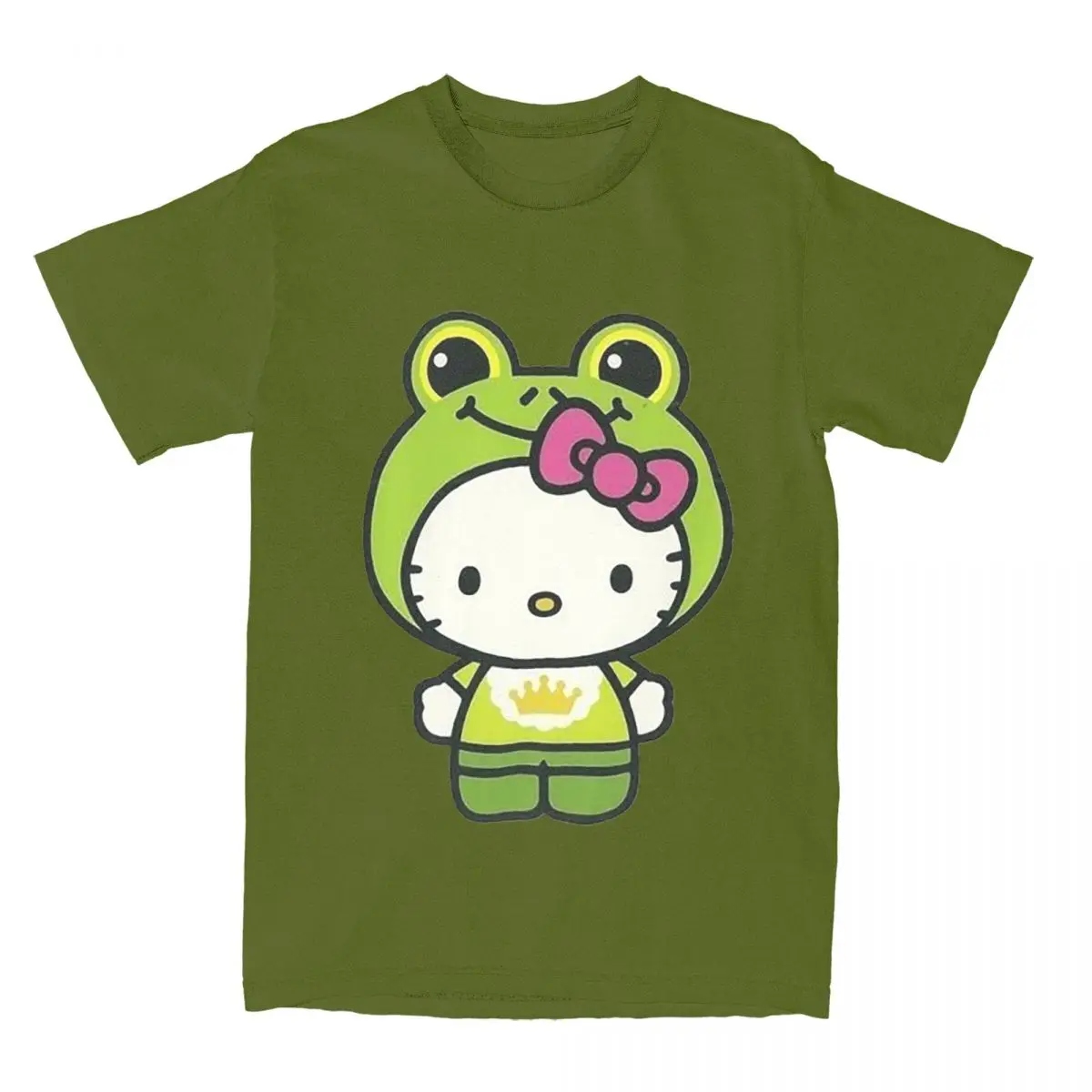 

Мужская и женская футболка Hello Kitty Frog Kitty Cat, футболка из чистого хлопка, одежда, крутые футболки, всесезонные