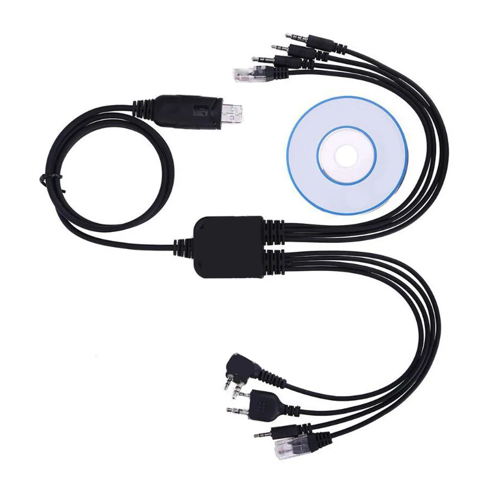 USB 8-in-1 Radio Programming Cable Compatible with TK3107 K Connector for Kenwood Linktone Quansheng Teyitong Radios