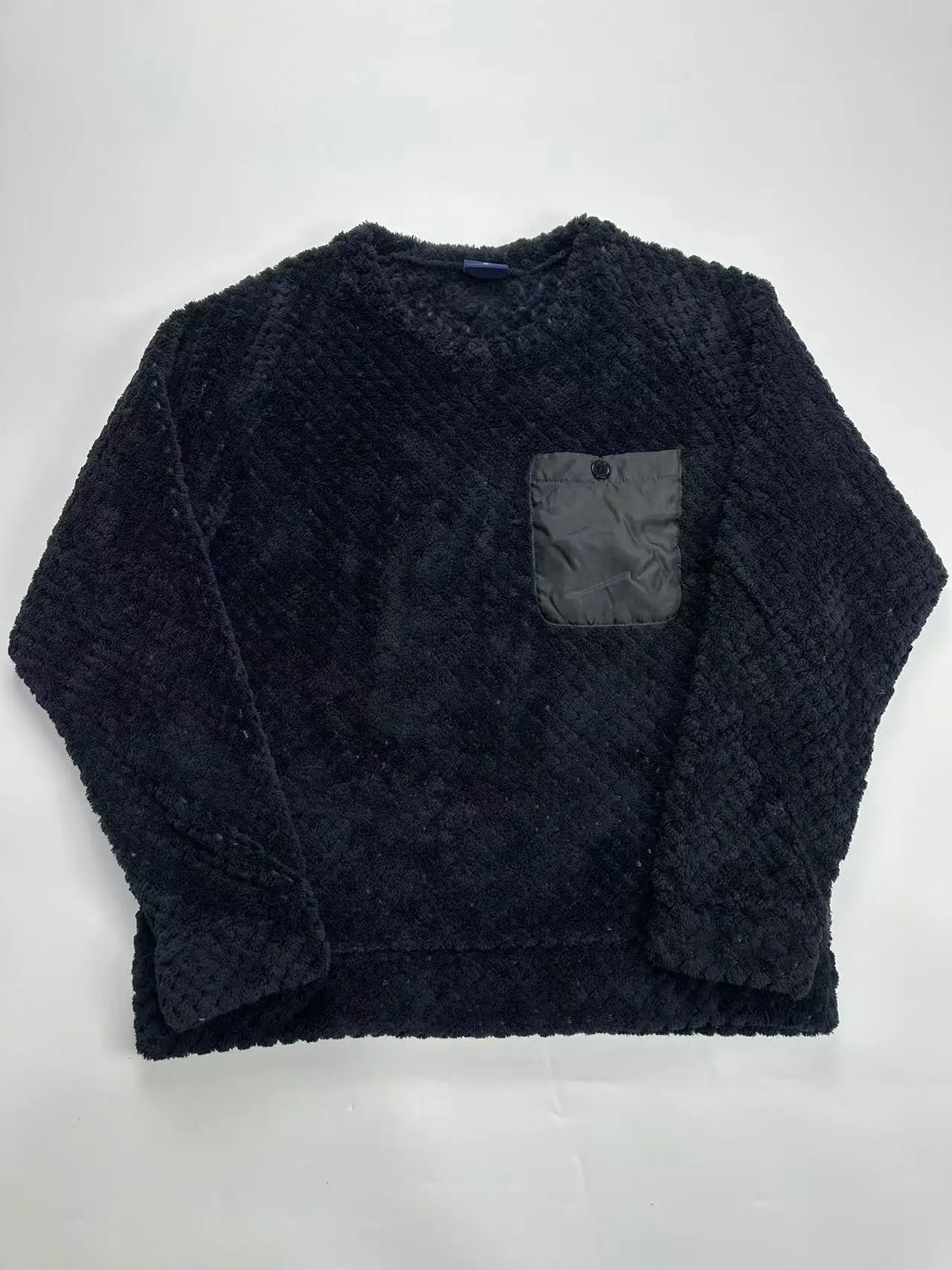 

Мужская ретро-толстовка с круглым вырезом и флисовой подкладкой, повседневная базовая кофта, трикотажная футболка с длинным рукавом для весны, осени и зимы