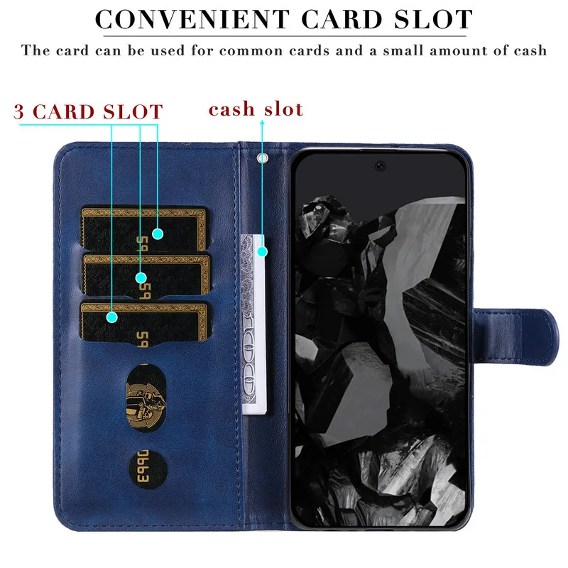 Pixel 9 Pro XL 5G Zipper Wallet Case For Google Pixel 9 Pro Leather Card Holder Flip Book Funda Pixel 8 Pro 8A 8 A Luxury Cover