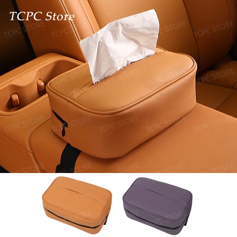 

For Leapmotor C10 2024/2026 Car Nappa leather tissue storage bag behind the seat Central armrest storage bag Interior Accessoriy