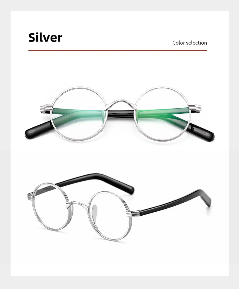 Vintage Titan Legierung Gläser Rahmen Männer Kleine Runde Lesebrille Optische Brillen Frauen Luxus Marke Brillen – Detail 12