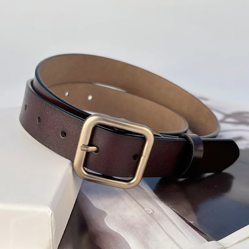 新しい牛革ベルト女性用ピンバックル本革カジュアル多用途レトロベルト