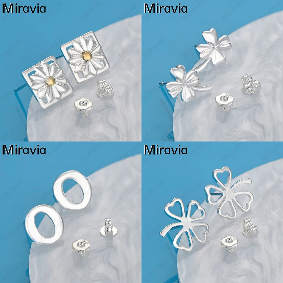 

Miravia 925 Sterling Silver Four-Leaf Clover Earrings Women Fashionable And Versatile Engagement Wedding Jewelry