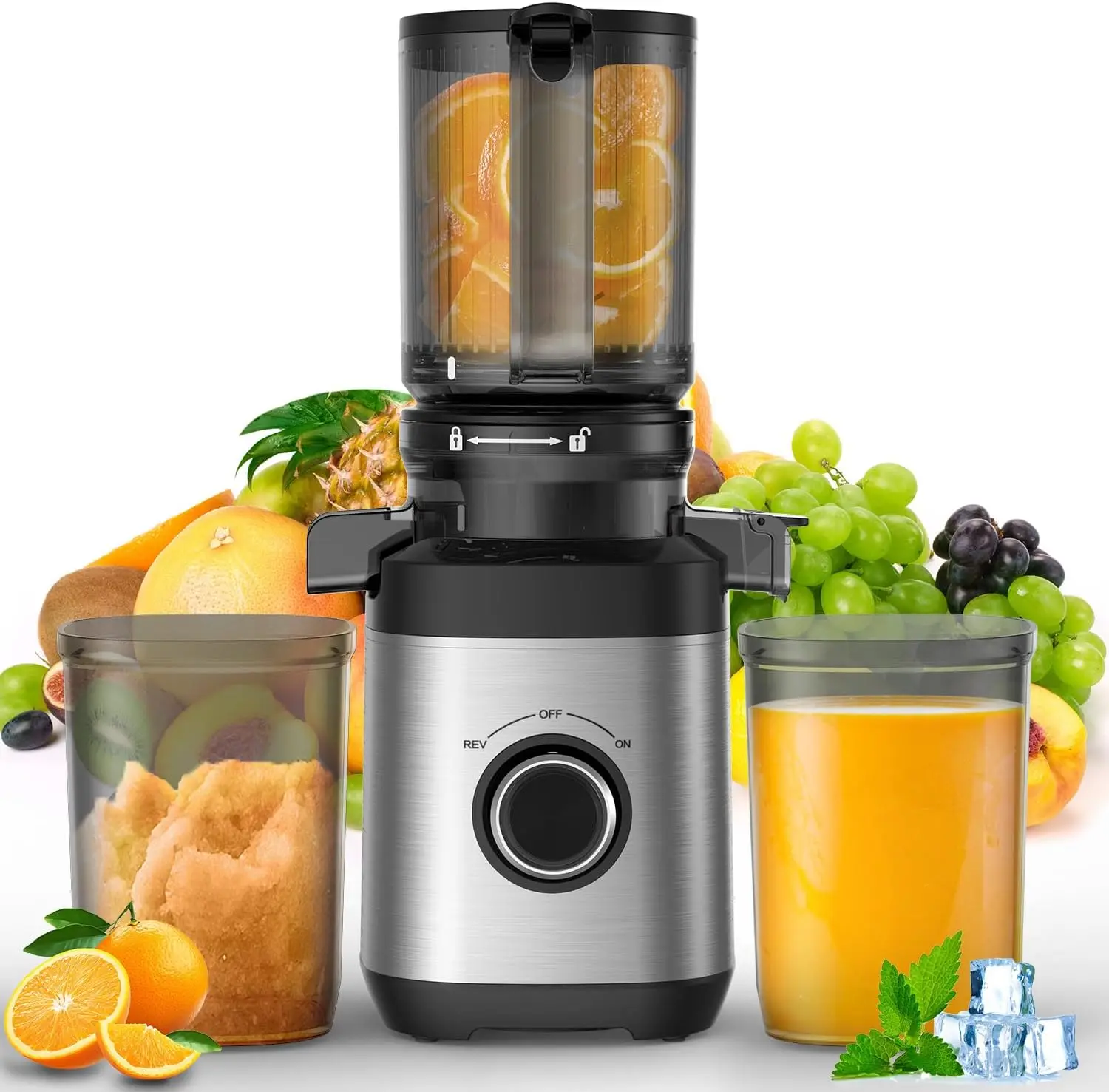 Cold Press Juicer Machines, Juicer Machines for Whole Fruits and Vegetables, Masticating Juicers, High Juice Yield, BPA Free
