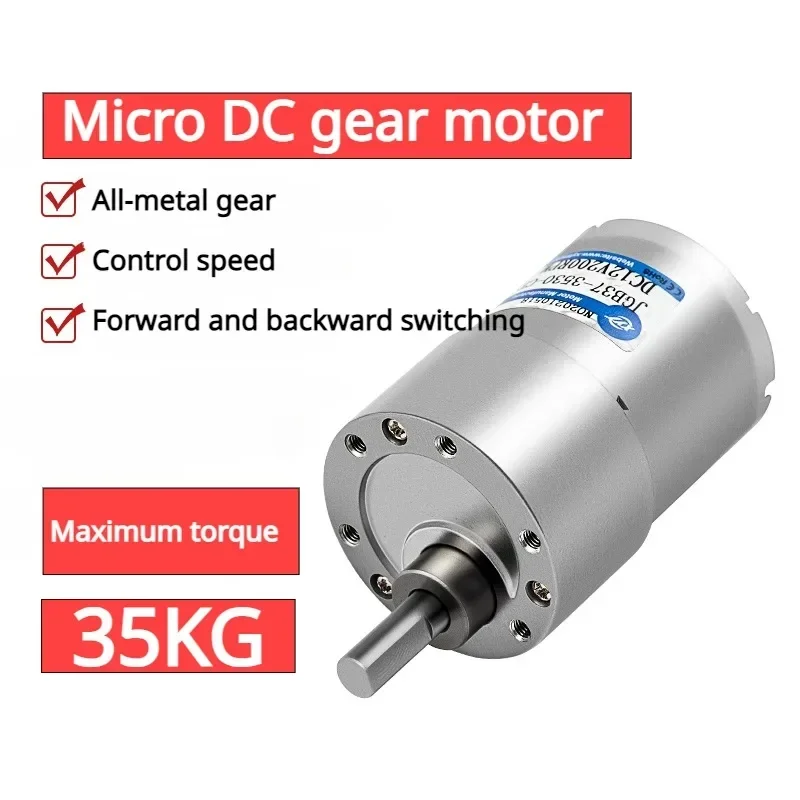 35KG JGB37-3530 12/24v DC Gear Motor 37mm All Metal Gear Box 7RPM-960 rpm Gearmotor High Torque Eccentric Shaft Geared Motor