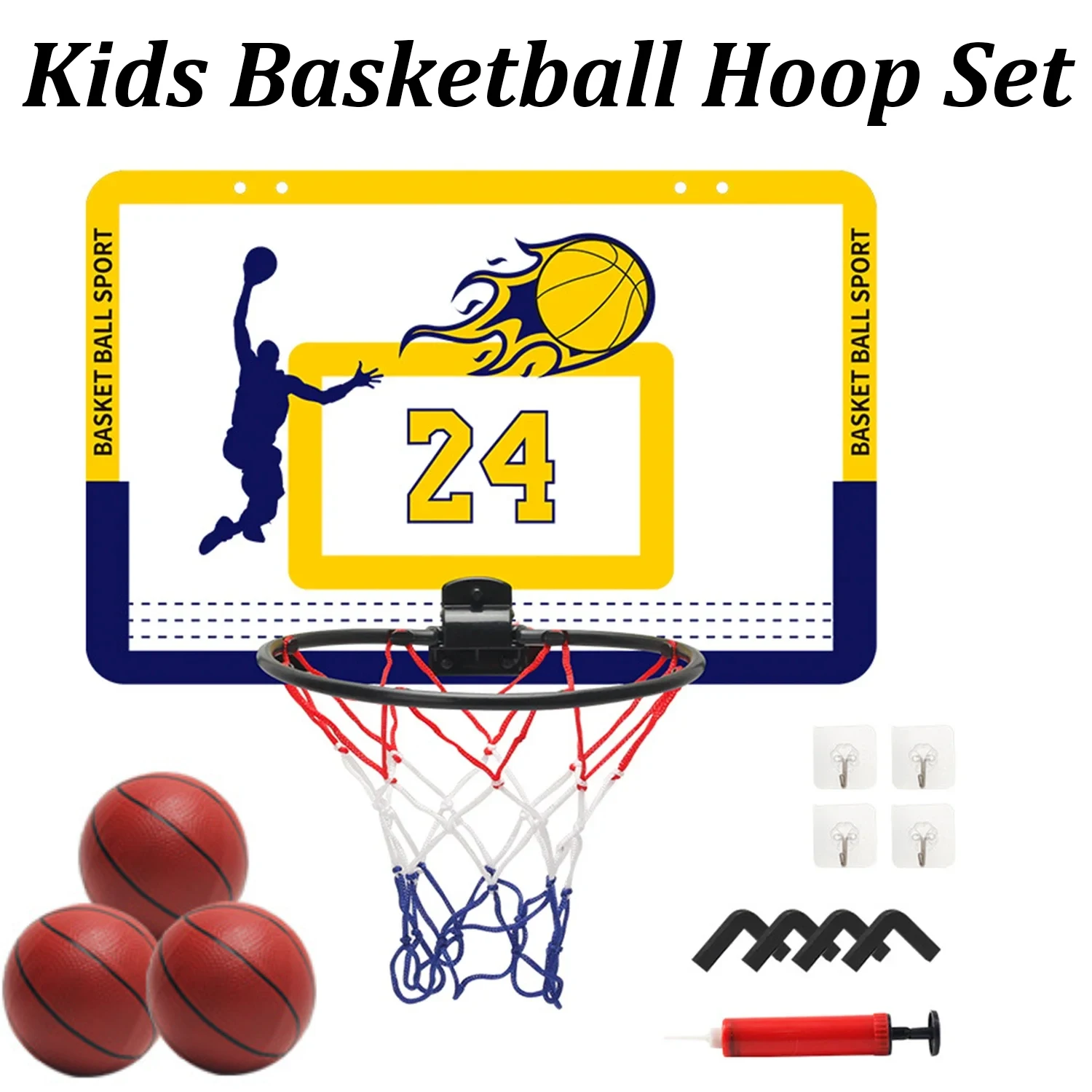 

Mini Indoor Basketball Hoop Portable Basketball Hoop with 3 Balls & Inflator Door and Wall Mounted Kids Basketball Hoops Gift