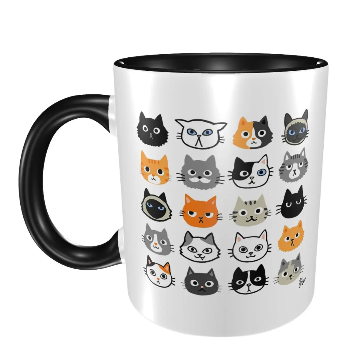 

Assorted Cat Faces Cute Quirky Kitty Cat Drawings Mug Funny Ceramic Coffee Cups Tea Mugs Milk Cup Drinkware Gifts for Friends