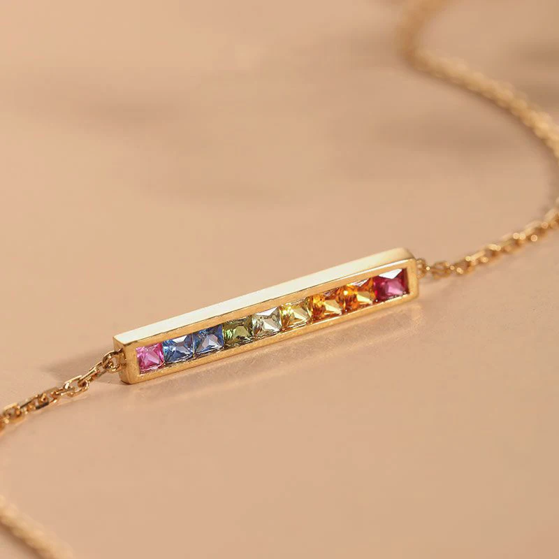 Classic Light Luxury Fashion Balance Rainbow Series Gem Bracelet for Women Creative Charm Bangles Banquet Party Silver Jewelry