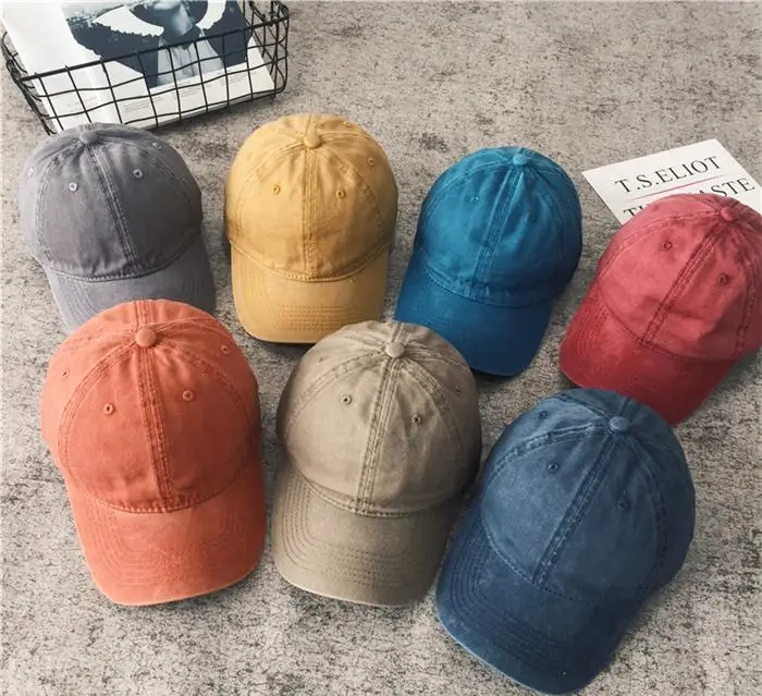 Frauen Männer Baumwolle Solide Baseball Kappe Mode Snapback Hut Weibliche Outdoor Einfache Gewaschen Vintage Visier Beiläufige Kappe Hut Für Frauen Männer – Detail 5