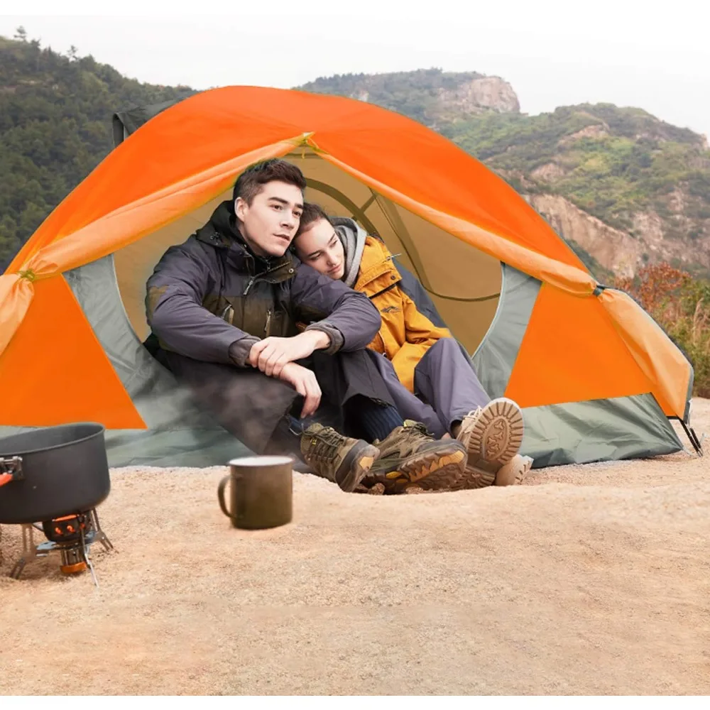 Camping Tent, Waterproof and Windproof Double Door Simple Double-layer Outdoor, Suitable for Camping, Hunting, Hiking,and Hiking