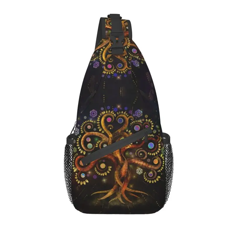 Casual Tree Of Life Yggdrasil Rainbow Swirl Sling Bag for Traveling Men's Chest Crossbody Backpack Shoulder Daypack