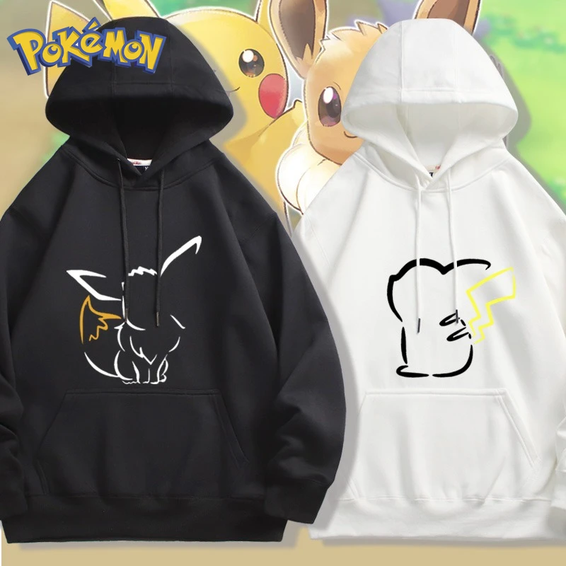 

Pokémon Cute Eevee/Pikachu Printed Hoodie for Men and Women 2025 Autumn/winter New Y2K Cartoon Plus Size Casual Sweater Top Gift