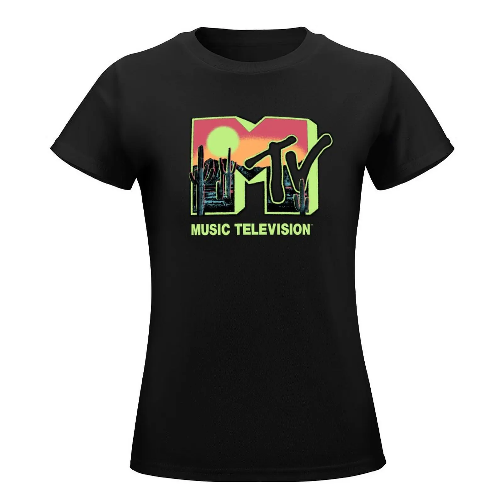 MTV Neon Desert Scene Logo Fill T-Shirt plus size tops summer clothes korean fashion customizeds t-shirt dress for Women graphic