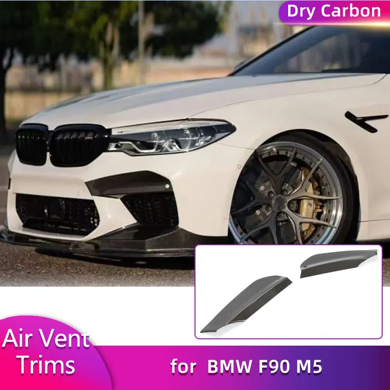 

Накладки на воздухозаборники переднего бампера из сухого карбона (препрег) для BMW F90 M5 2018-2019, передние канарды, сплиттеры, обвесы из FRP