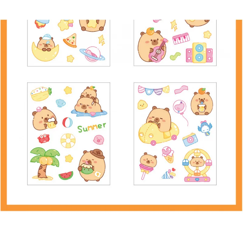6PcsDifferent Styles Capybara Journal Stickers Cartoon Capybarapet Stickers Student Decals Waterproof Cup Stickers Mobile Phone
