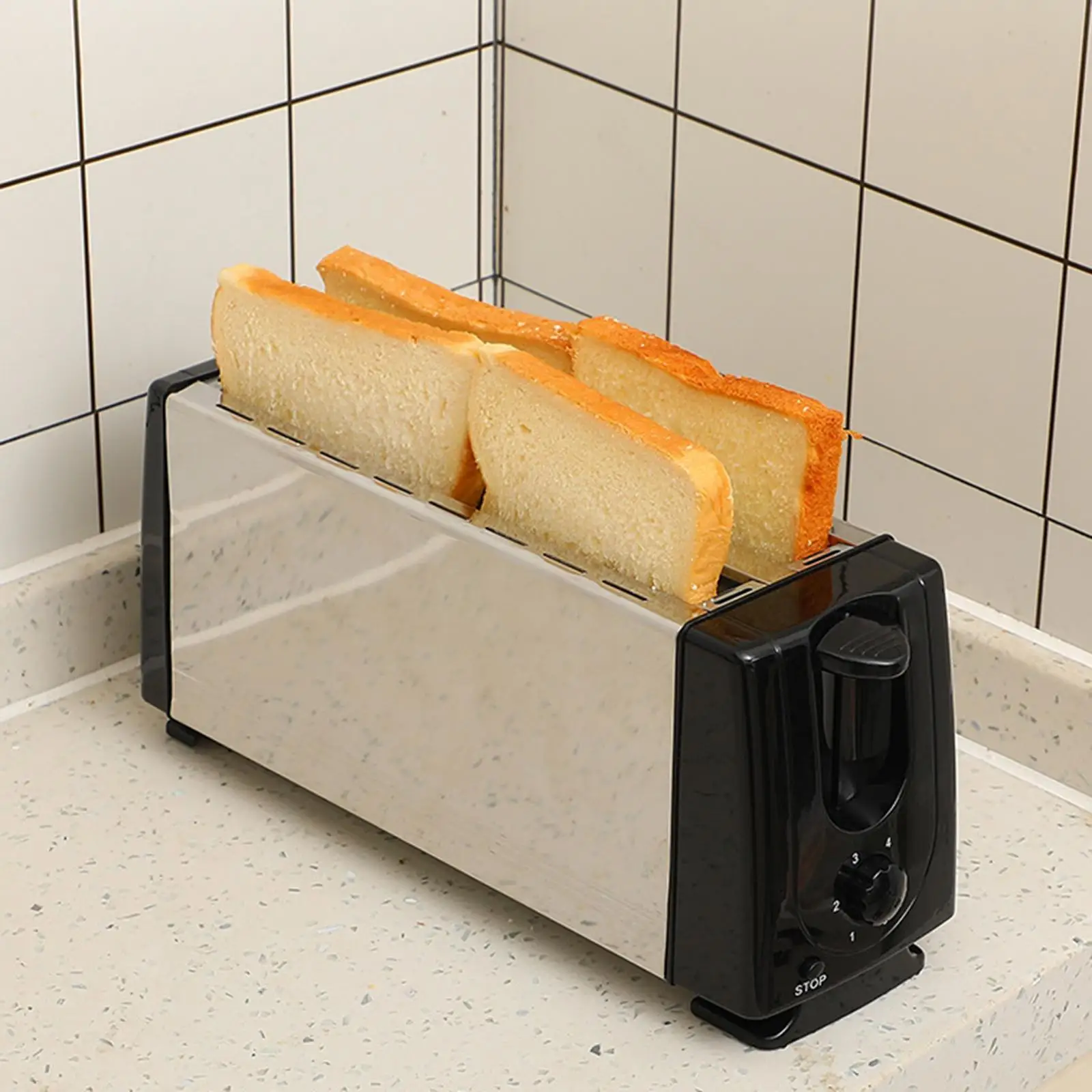 Brottoaster, europäischer Standard-Stecker, 4 Scheiben, leicht zu reinigen, intelligente Küchengeräte, Waffelmaschine zum Backen von Puffgebäck