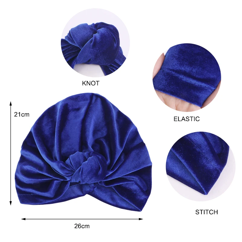 New Women Velvet Turban Hat Stretch Top Knotted cap Muslim Hijab Caps Bandana African Twist Headwrap India Hat Chemo Cap