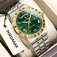Reloj POEDAGAR Original para hombre, Reloj de pulsera luminoso resistente al agua con fecha semanal para hombre, relojes de cuarzo de negocios de acero inoxidable para hombre
