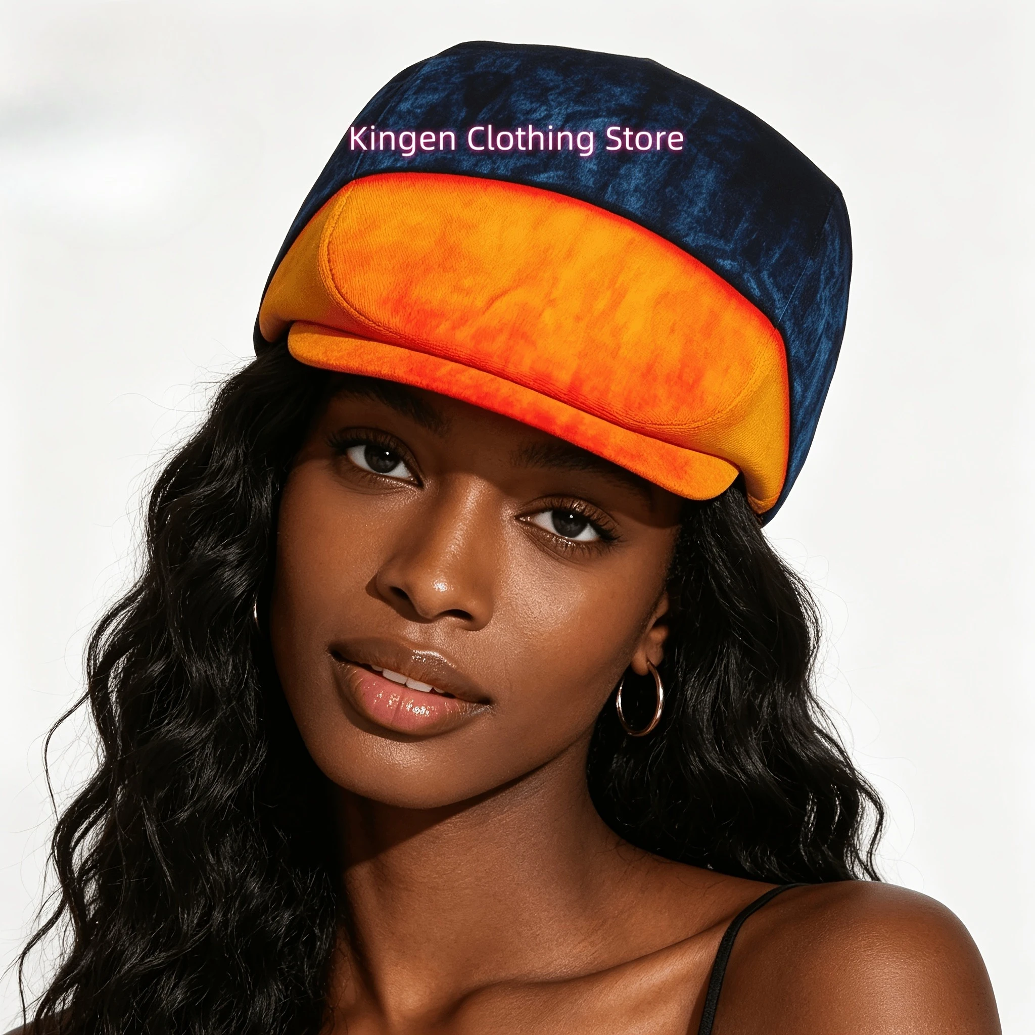 1pc Lightweight Two-Tone All-Over Print Flat-Top Hat for Men & Women - Full-Body Textured Cap Suitable for Teachers, Graduation,