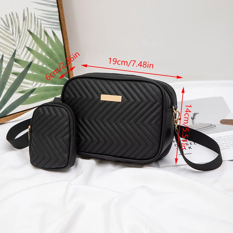 

V-shaped Embroidered Shoulder Bag Casual And Versatile Crossbody Small Square Bag Paired With A Coin Purse