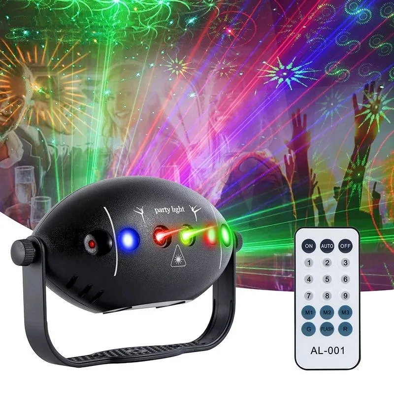 LED Disco Stage Light 72 Pattern Mode Sound Control Strobe Projection Light Home Festival Carnival DJ Party Club Stage Spotlight