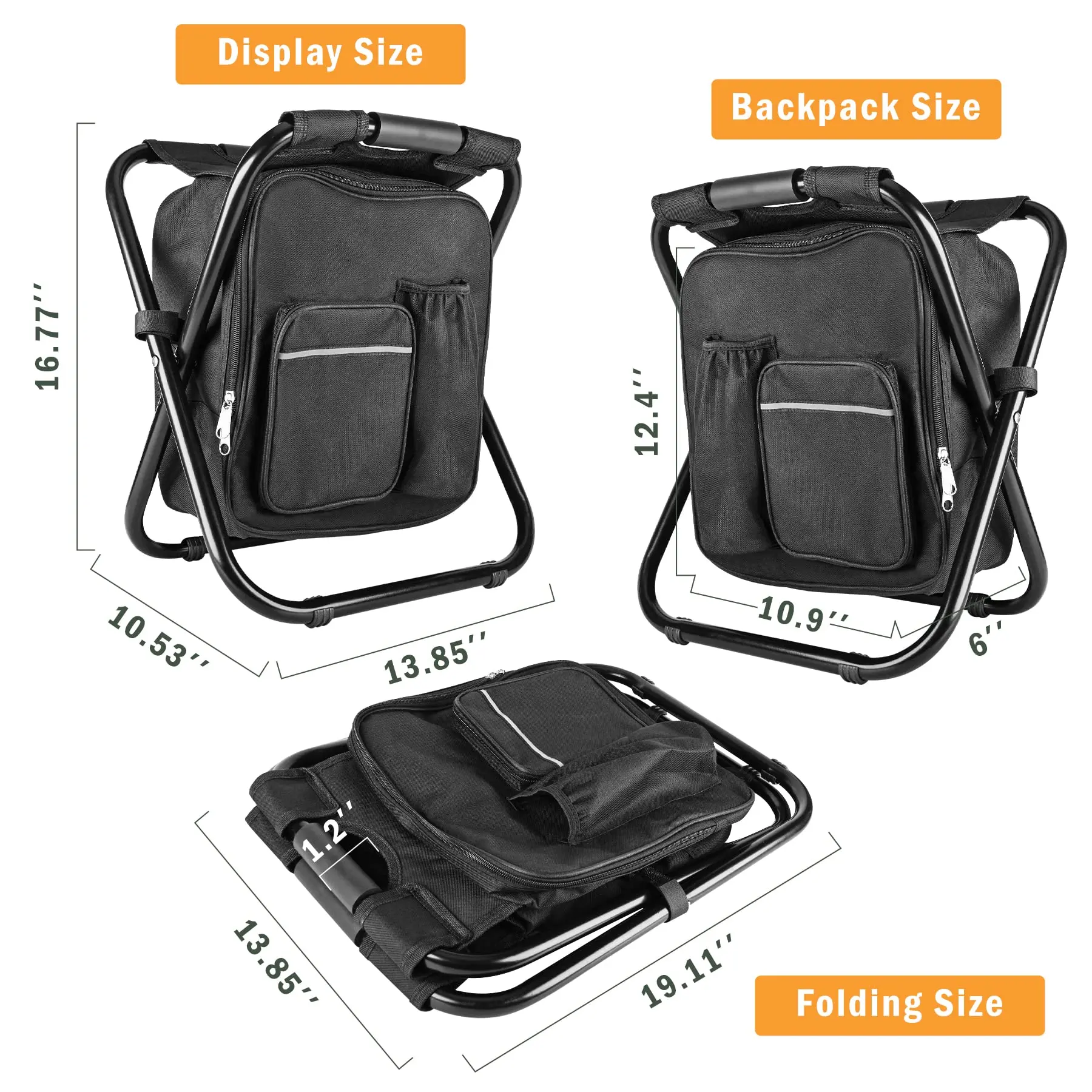 Backpack Stool Cooler Chair，Portable Lightweight Stool Backpack Folding Fishing Cooler Stool for Camping Hunting Fishing