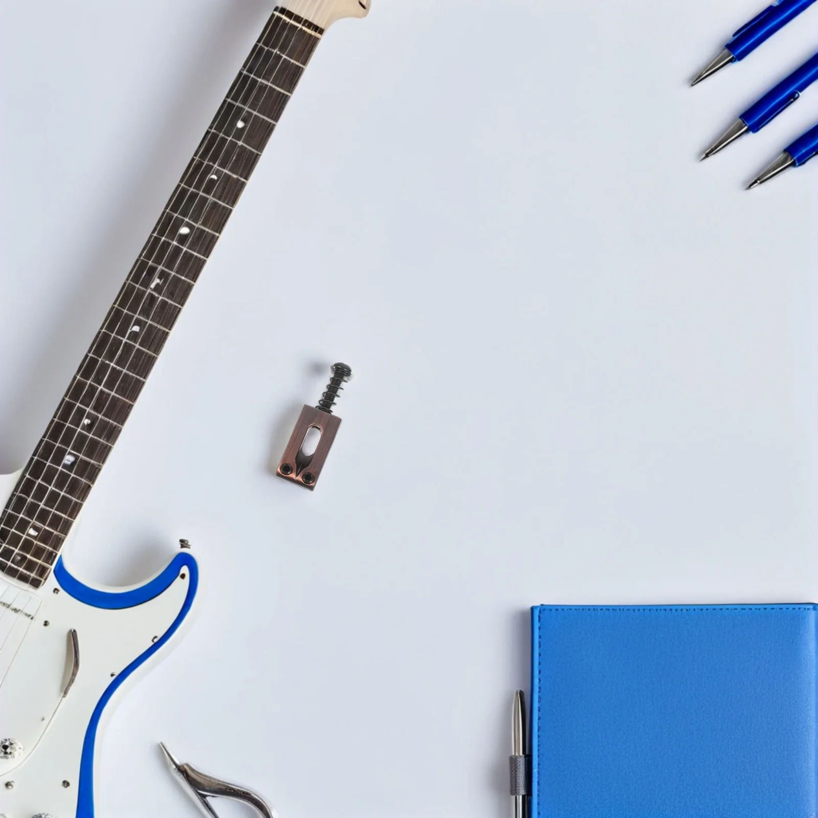 

6Pcs Electric Guitar Saddles Red Copper Finish Sandblasted Texture Stable Tuning Hardtail Bridge Replacement Guitar