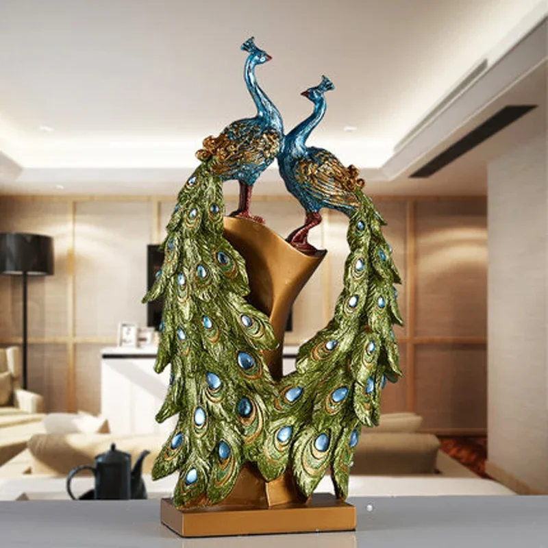

Creative Natural Resin Phoenix Figurine Animal Bird Statue Desktop Decoration Living Room Wine Cabinet Ornament Gift