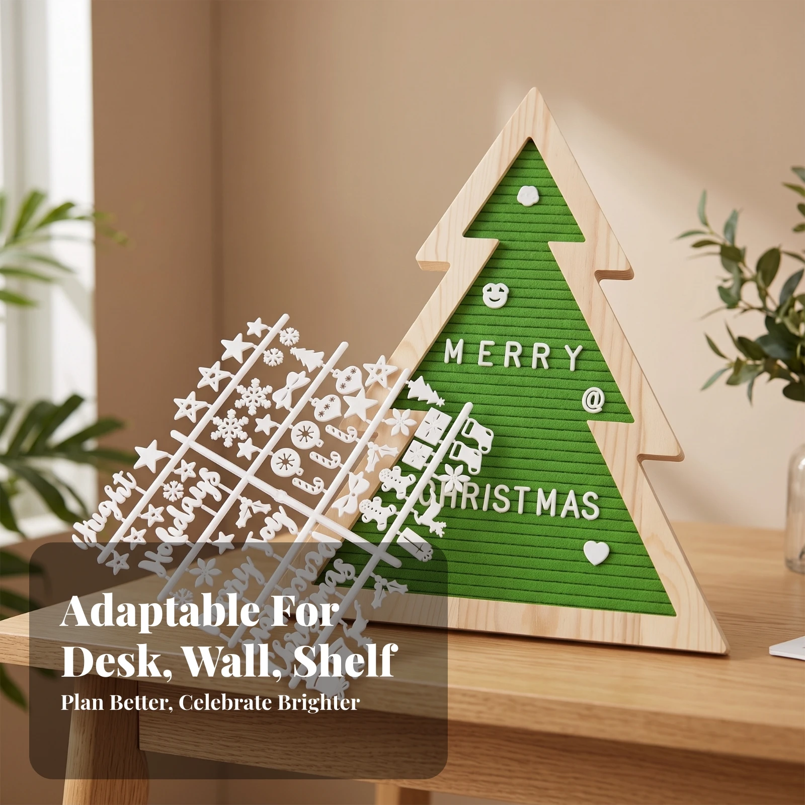 Christmas Tree Letter Board Changeable Felt Message Board with Easel Decor Easy to Update Photo-Friendly for Entry Table