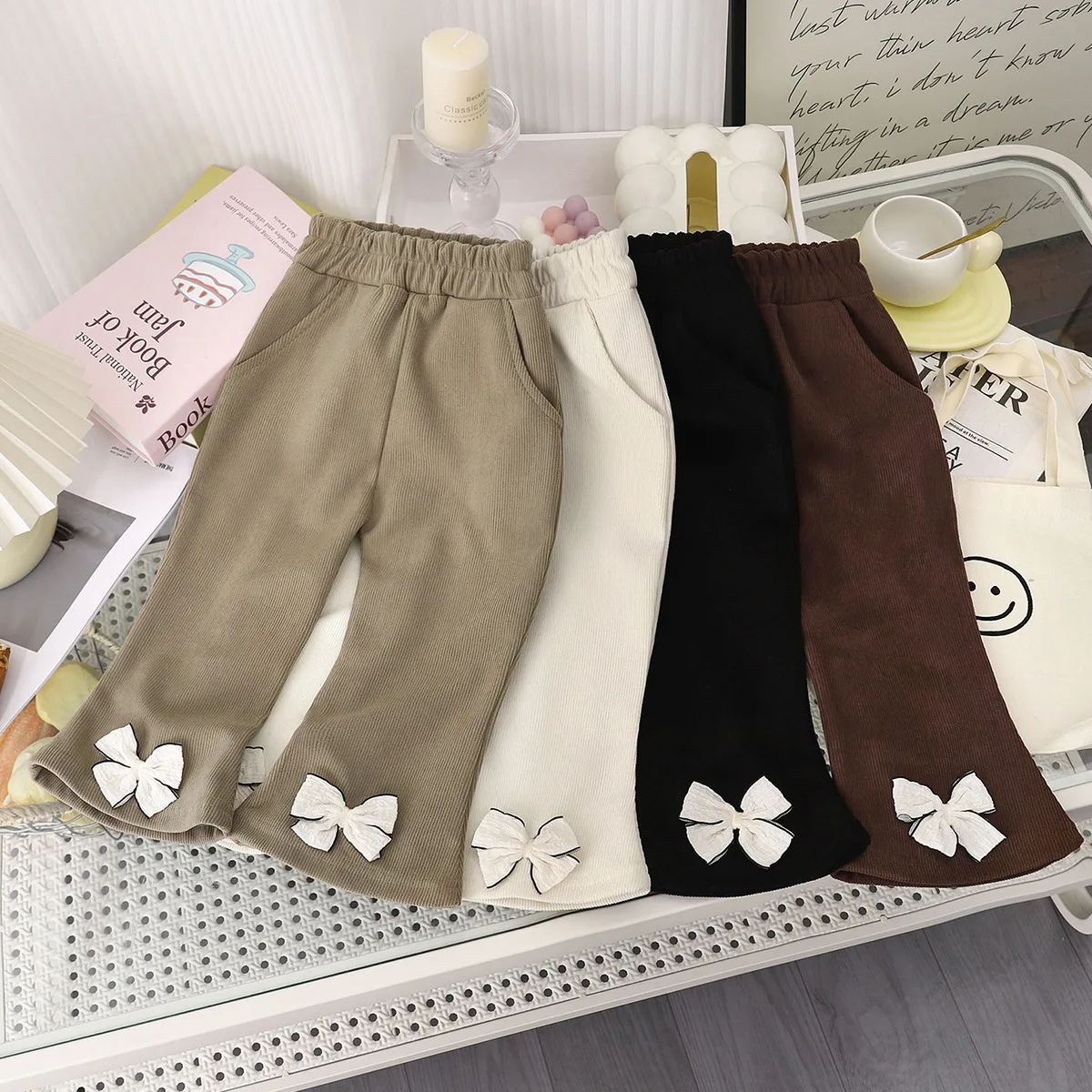 Girls Slim Fit Flared Pants Autumn Winter New Outwear Trendy Korean Version Children Trousers