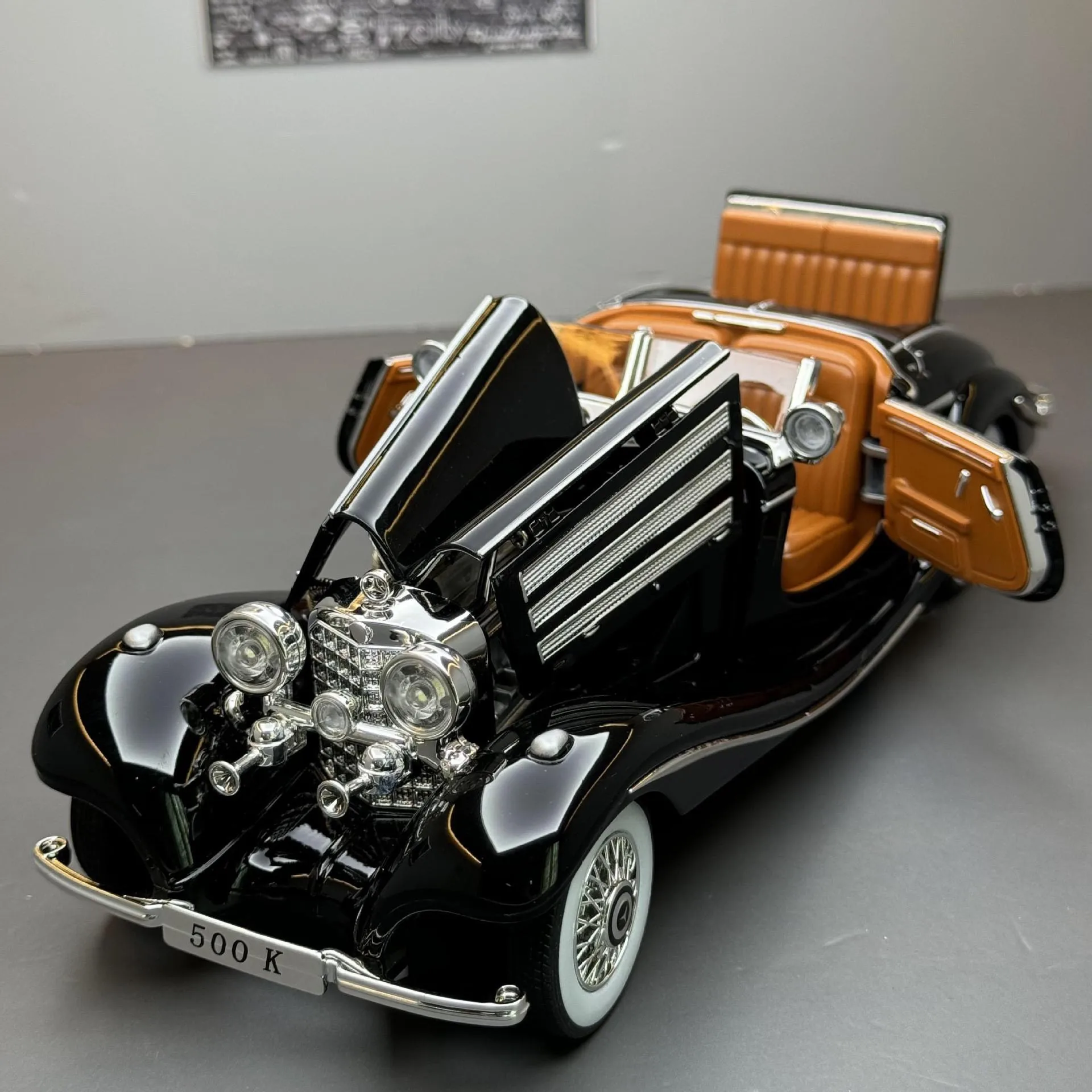 1:18 500K تحويل سبيكة سيارة كلاسيكية نموذج دييكاست المعادن الرجعية نموذج سيارة محاكاة الصوت والضوء ألعاب أطفال هدية #1