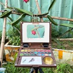 Portable Multi-functional Wooden Watercolor Box Students Travel Sketch Painting Palette Gouache/Oil Painting Box Art Supplies