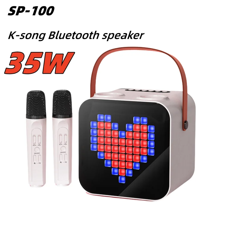 

Outdoor Wireless Microphon Card Subwoofer PA Speaker System Portable Karaoke Machine Bluetooth Speakers for Adults and Kids Sing