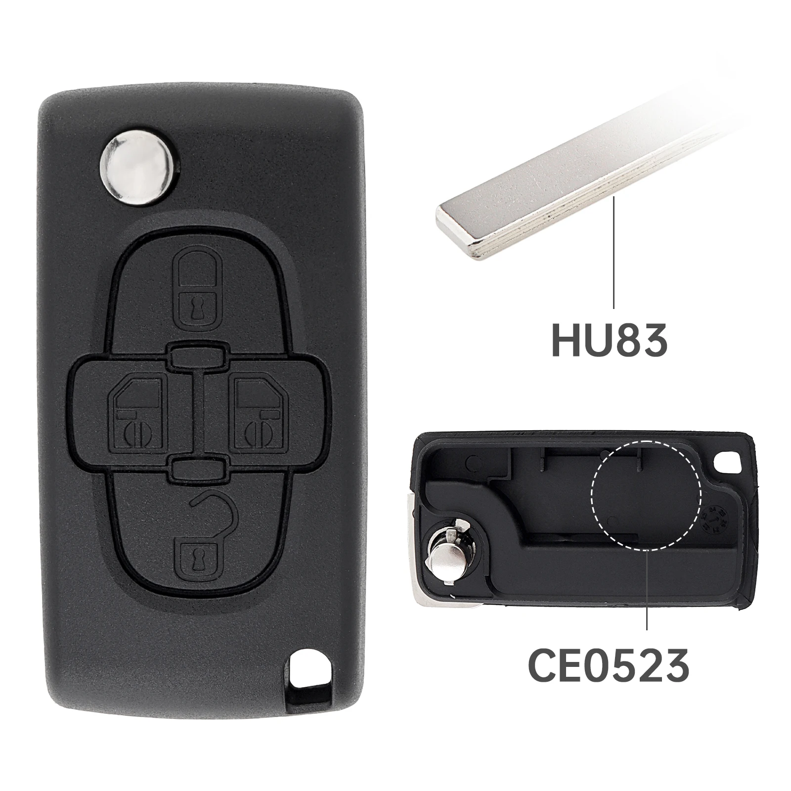 

Car Replacement Flip Key Shell Fob Case Fit for Peugeot 207 307 308 407/ Citroen C1 C2 C3 C4 with Key Chain, Screwdriver