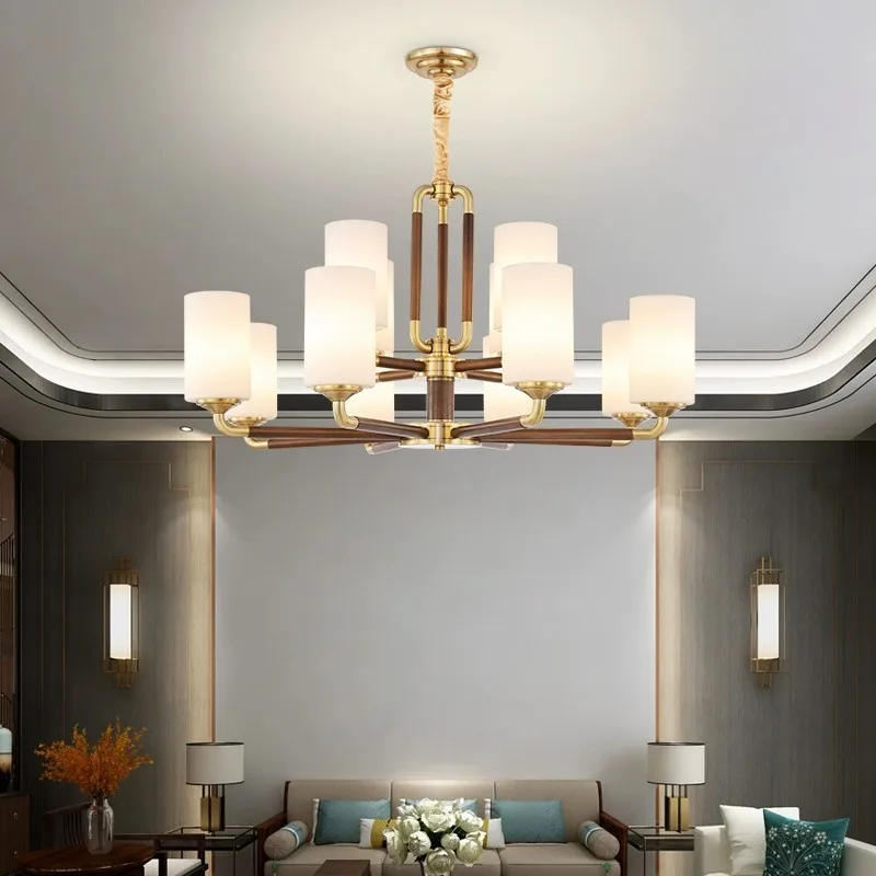 

Living room, high-end solid wood, dining room lamps, villas, replica floor study chandeliers