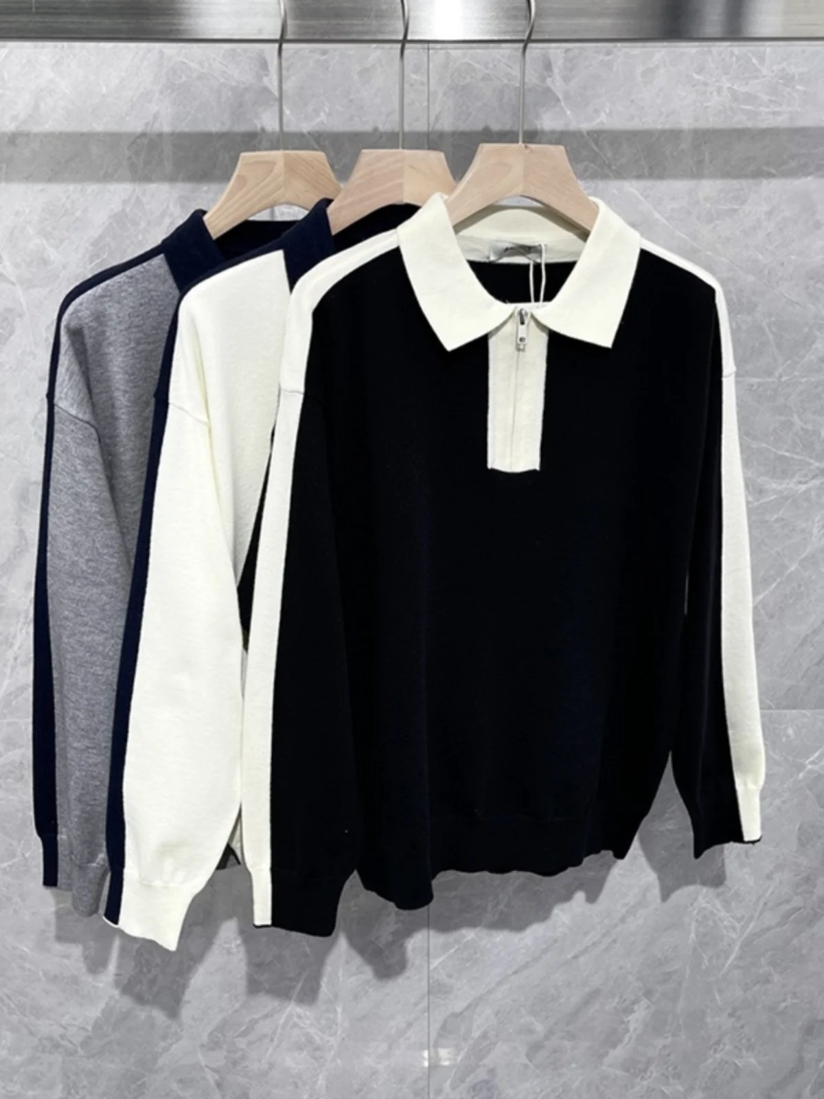 

Модная мужская вязаная рубашка с длинным рукавом, воротником и цветовыми блоками, молодежный стиль, осенняя одежда