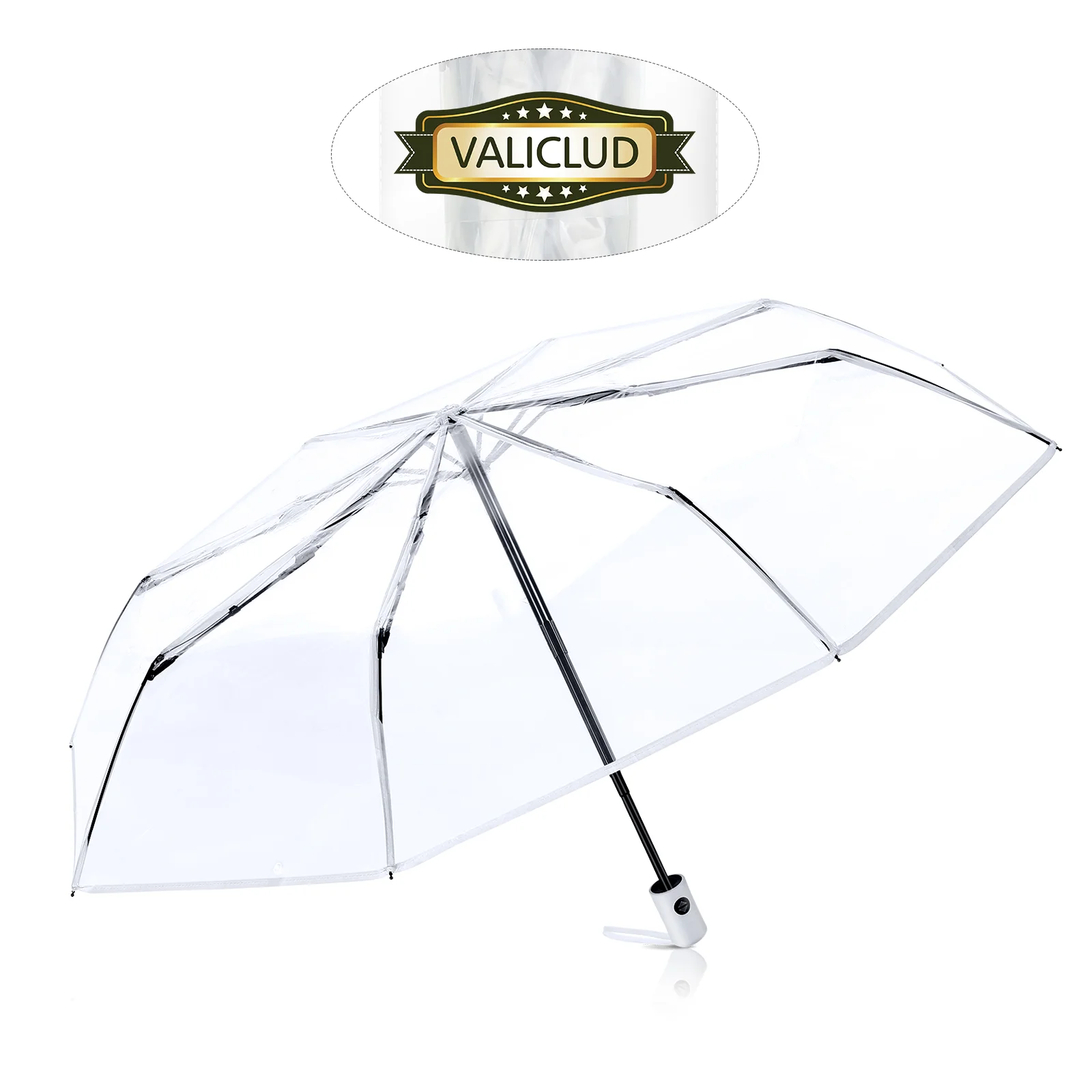 Fully Automatic Three-fold Transparent Umbrella Women Clear Folding Wedding Umbrellas Rain Open Close Portable