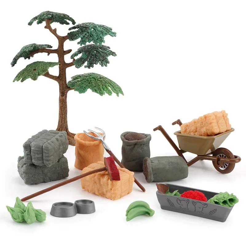 News Simulation Farm Farm Scene Sand Table Spade Forage Fork Lawn Mower Fence Mini Figure Micro Landscape Kids Farm Figures Toys
